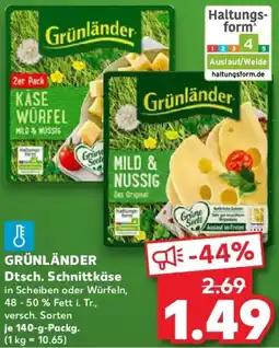Kaufland GRÜNLÄNDER Dtsch. Schnittkäse Angebot
