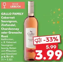 Kaufland GALLO FAMILY Cabernet Sauvignon, Zinfandel, Chardonnay oder Grenache Rosé Angebot