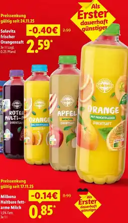 Lidl Solevita frischer orangensaft Angebot