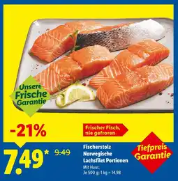 Lidl Fischerstolz norwegische lachsfilet portionen Angebot