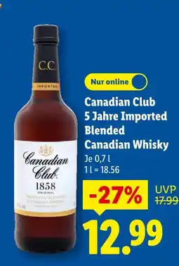 Lidl Canadian club 5 jahre imported blended canadian whisky Angebot