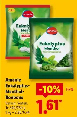 Lidl Amanie eukalyptus menthol hustenbonbons Angebot