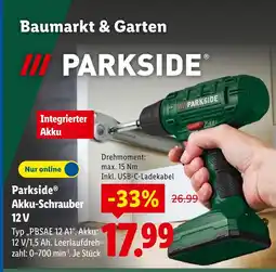 Lidl Parkside akku-schrauber 12 v Angebot