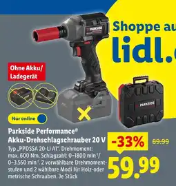 Lidl Parkside performance akku-drehschlagschrauber 20 v Angebot