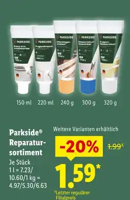 Lidl Parkside reparatursortiment Angebot