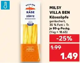 Kaufland MILSY VILLA BEN Käsezöpfe Angebot