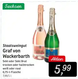 KONSUM Staatsweingut Graf von Wackerbarth Sekt oder Sekt Brut Angebot