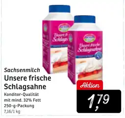 KONSUM Sachsenmilch Unsere frische Schlagsahne Angebot