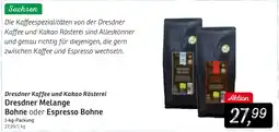 KONSUM Dresdner Kaffee und Kakao Rösterei Dresdner Melange Bohne oder Espresso Bohne Angebot