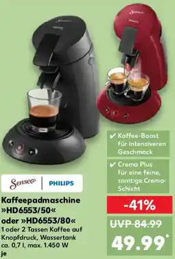 Kaufland Philips Kaffeepadmaschine HD6553/50 oder HD6553/80 Angebot