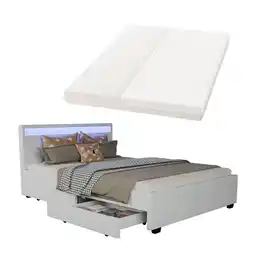 Netto Marken-Discount Juskys Polsterbett Lyon 140 x 200 cm weiß mit Kaltschaummatratze Angebot