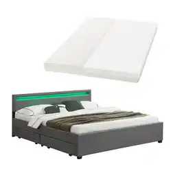 Netto Marken-Discount Juskys Polsterbett Lyon 180 x 200 cm dunkelgrau mit Kaltschaummatratze Angebot