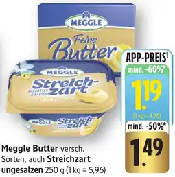 Edeka Neukauf Meggle Butter auch Streichzart ungesalzen Angebot