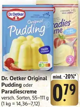 Edeka Neukauf Dr. Oetker Original Pudding oder Paradiescreme Angebot