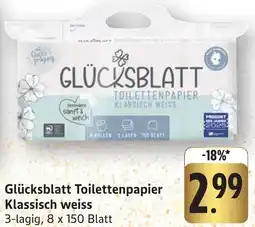 Edeka Neukauf Glücksblatt Toilettenpapier Klassisch weiss Angebot
