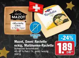 HIT Mazot, Emmi Raclette eckig, Maiblumen Raclette Angebot