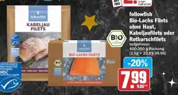 HIT followfish Bio-Lachs Filets ohne Haut, Kabeljaufilets oder Rotbarschfilets Angebot
