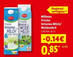 Lidl Milbona frische fettarme milch Angebot