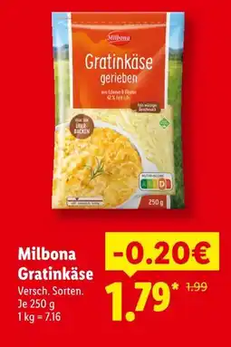 Lidl Milbona gratinkäse gerieben Angebot