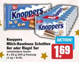 HIT Knoppers Milch Haselnuss Schnitten 8er oder Riegel 5er Angebot
