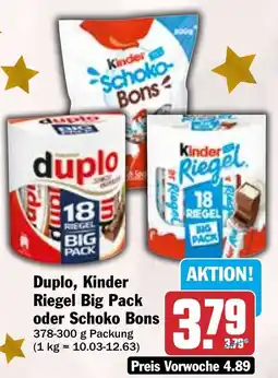 HIT Duplo, Kinder Riegel Big Pack oder Schoko Bons Angebot