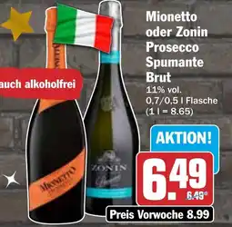 HIT Mionetto oder Zonin Prosecco Spumante Brut Angebot