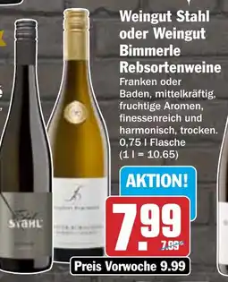 HIT Weingut Stahl oder Weingut Bimmerle Rebsortenweine Angebot