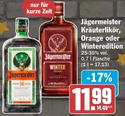 HIT Jägermeister Kräuterlikör, Orange oder Winteredition Angebot