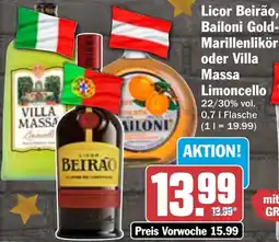 HIT Licor Beirão, Bailoni Gold Marillenlikör oder Villa Massa Limoncello Angebot