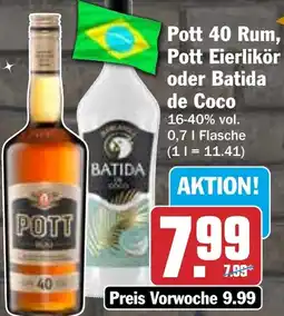 HIT Pott 40 Rum, Pott Eierlikör oder Batida de Coco Angebot