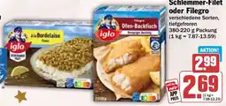 HIT Iglo Schlemmer-Filet oder Filegro Angebot