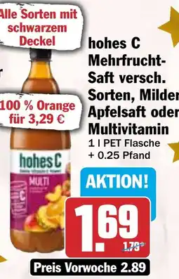 HIT hohes C Mehrfrucht Saft, Milder Apfelsaft oder Multivitamin Angebot