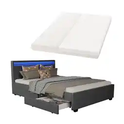 Netto Marken-Discount Juskys Polsterbett Lyon 140 x 200 cm dunkelgrau mit Kaltschaummatratze Angebot