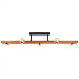 Netto Marken-Discount Brilliant Deckenleuchte Mertes Deckenlampe, E27, 115 x 12,5 cm, Holz/Metall, braun/schwarz Angebot