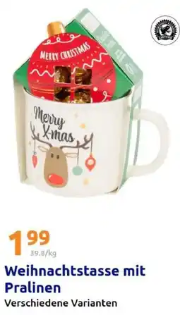 Action Weihnachtstasse mit Pralinen Angebot