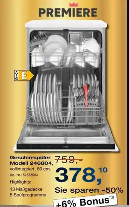 Möbel Inhofer Geschirrspüler modell 246804 Angebot