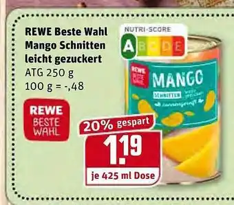 REWE Kaufpark Rewe Beste Wahl Mango Schnitten Leicht Gezuckert Angebot