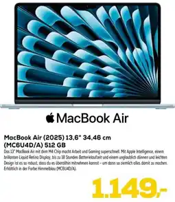 Euronics MacBook Air (2025) 13,6" 34,46 cm (MC6U4D/A) 512 GB Angebot