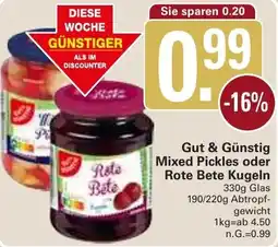 WEZ Gut & Günstig Mixed Pickles oder Rote Bete Kugeln Angebot