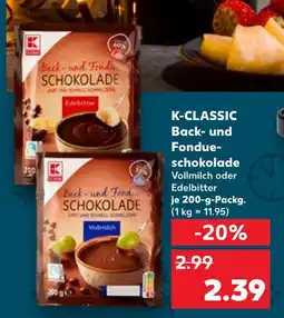 Kaufland K-classic back- und fondue-schokolade vollmilch Angebot