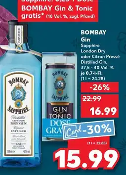 Kaufland Bombay sapphire london dry oder citron pressé distilled gin Angebot