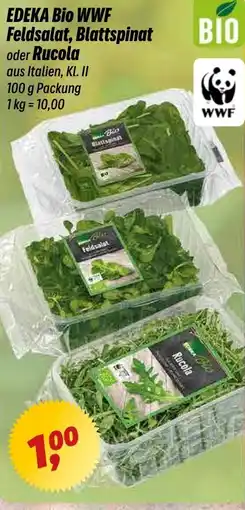 Simmel EDEKA Bio WWF Feldsalat, Blattspinat oder Rucola Angebot