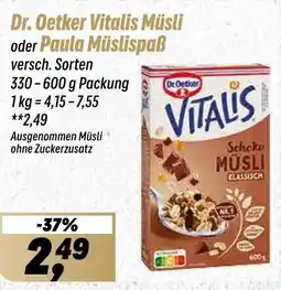 Simmel Dr. Oetker Vitalis Müsli oder Paula Müslispaß Angebot
