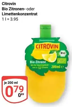 Globus Citrovin Bio Zitronen- oder Limettenkonzentrat Angebot