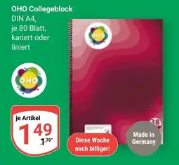 Globus OHO Collegeblock DIN A4 Angebot
