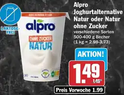 AEZ Alpro Joghurtalternative Natur oder Natur ohne Zucker Angebot