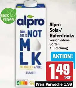 AEZ Alpro Soja-/Haferdrinks Angebot