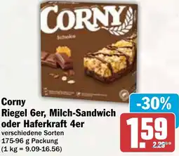 AEZ Corny Riegel 6er, Milch-Sandwich oder Haferkraft 4er Angebot