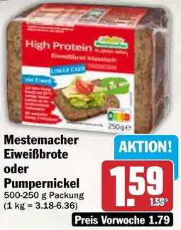 AEZ Mestemacher Eiweißbrote oder Pumpernickel Angebot