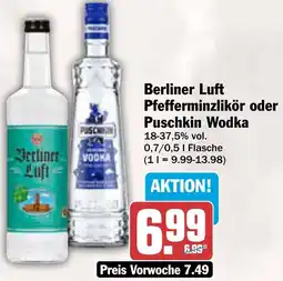 AEZ Berliner Luft Pfefferminzlikör oder Puschkin Wodka Angebot